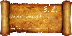 Baló Leopold névjegykártya